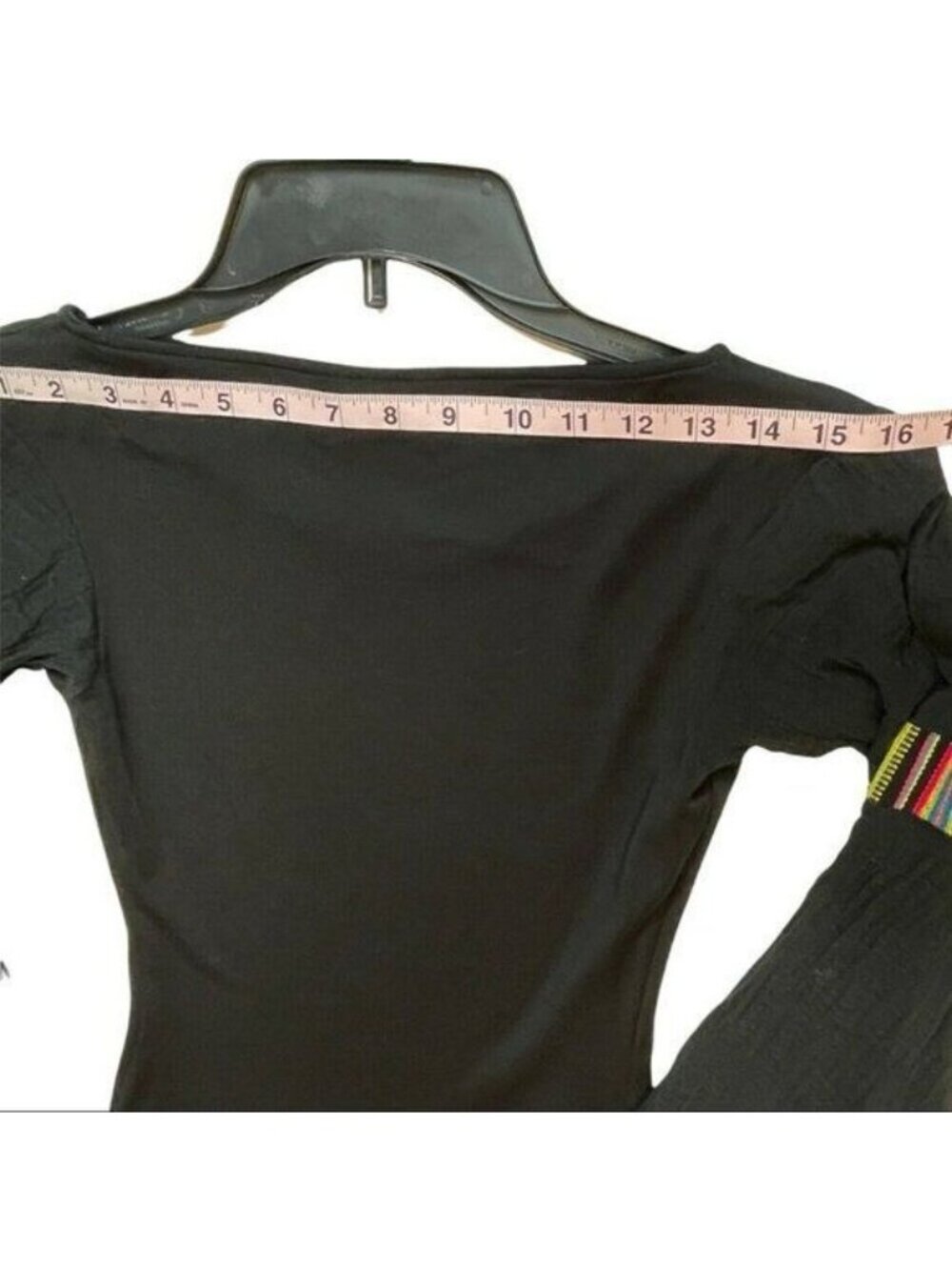 Abi Ferrin ROSALIE Women's Bodycon Black Dress Bell Sleeves Boho Trim Size XS - Picture 11 of 12